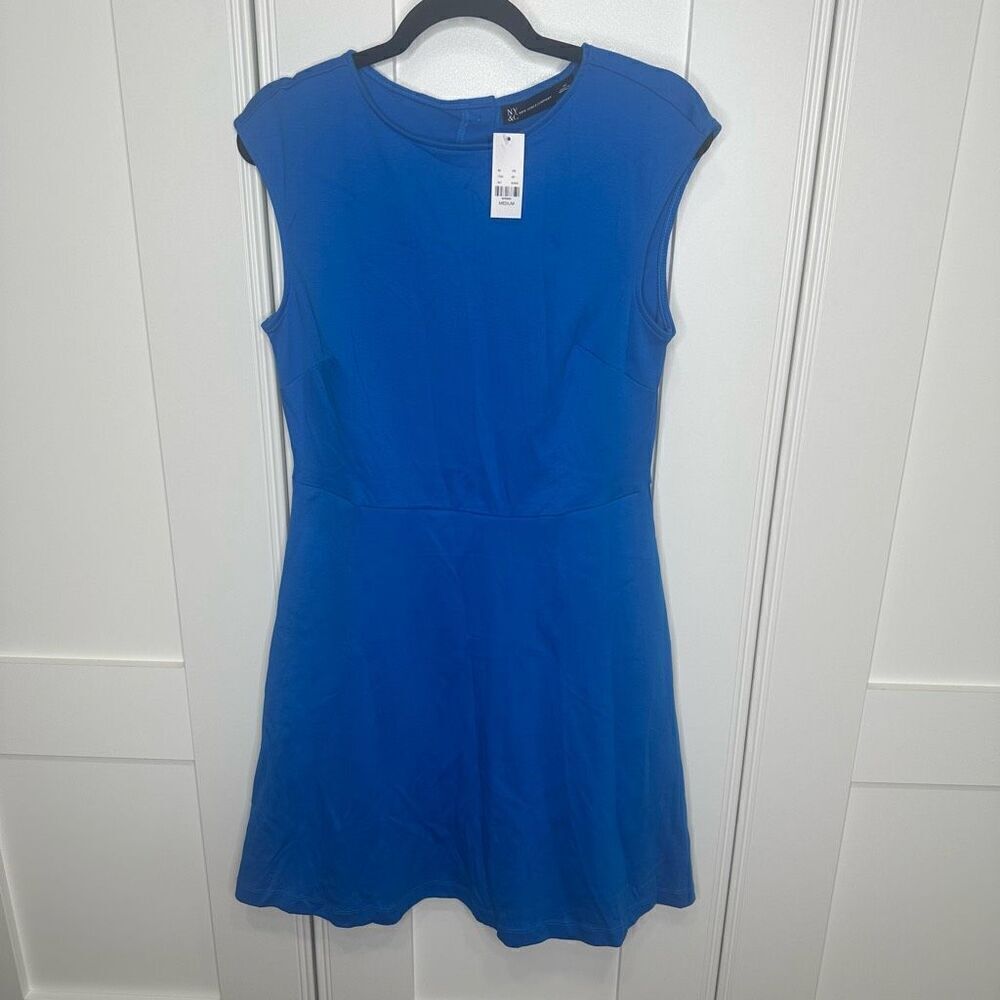 New York and Company blue medium dress with pockets (m1)